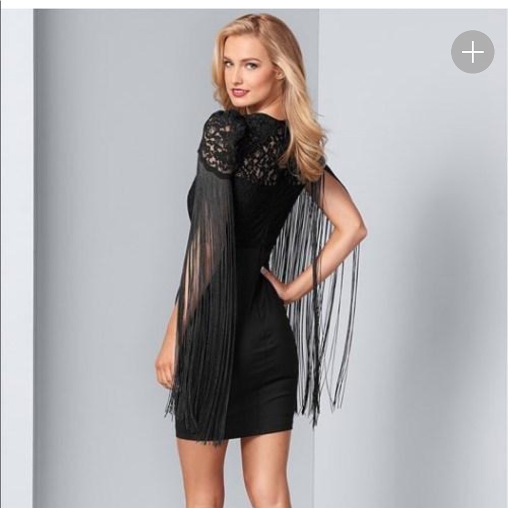 Black Lace Frill Dress